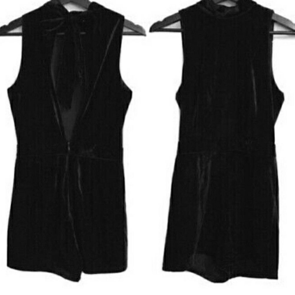 Womens Velvet Black Romper Shorts